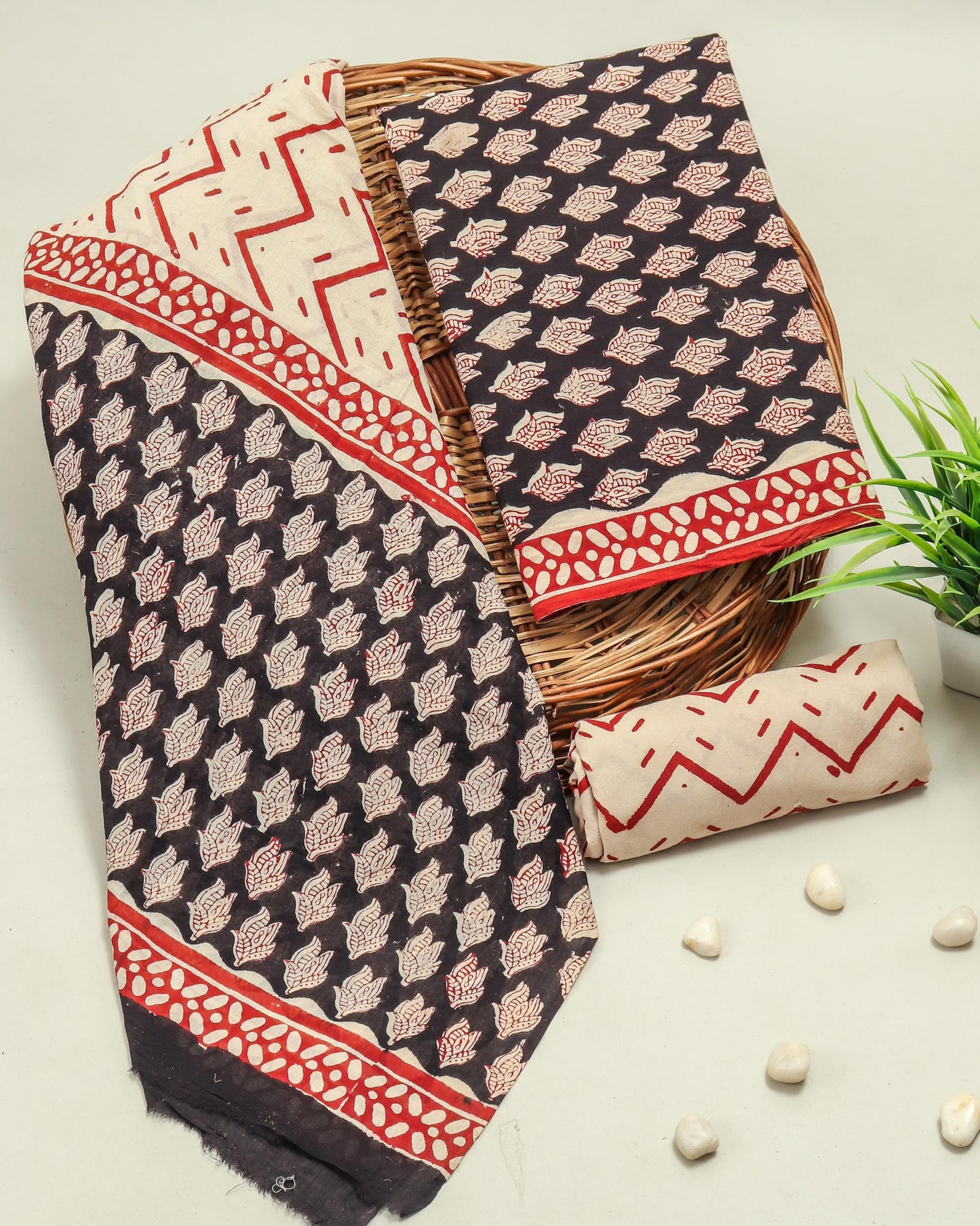 Flower Print Cotton Suit With Cotton Dupatta